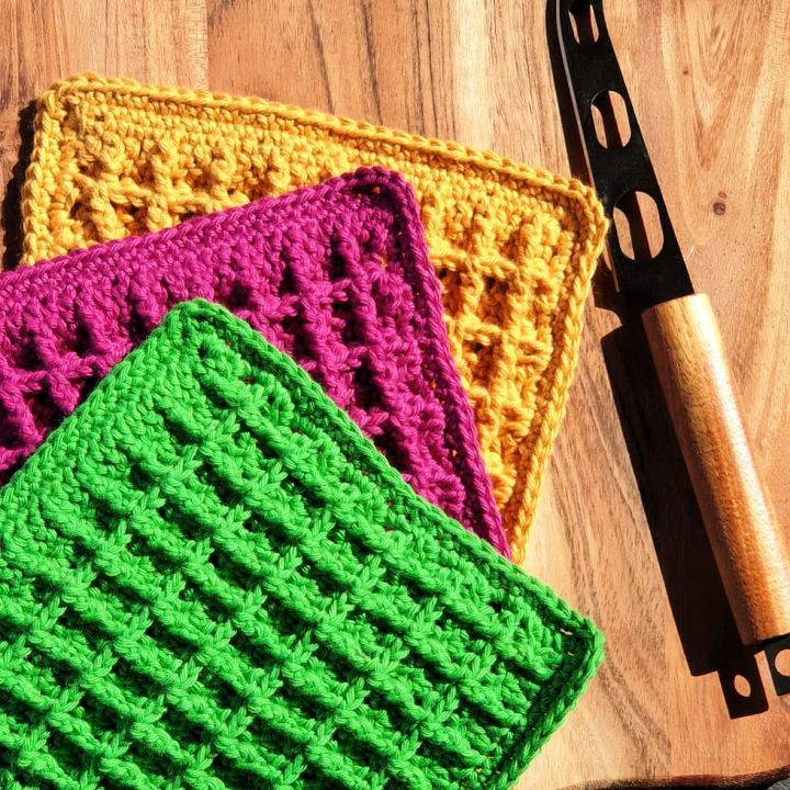 Waffle Stitch Dishcloth Crochet Pattern