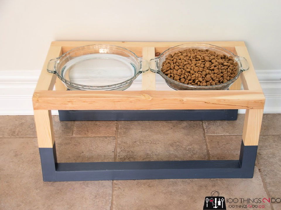 Wooden Elevated Dog Feeder