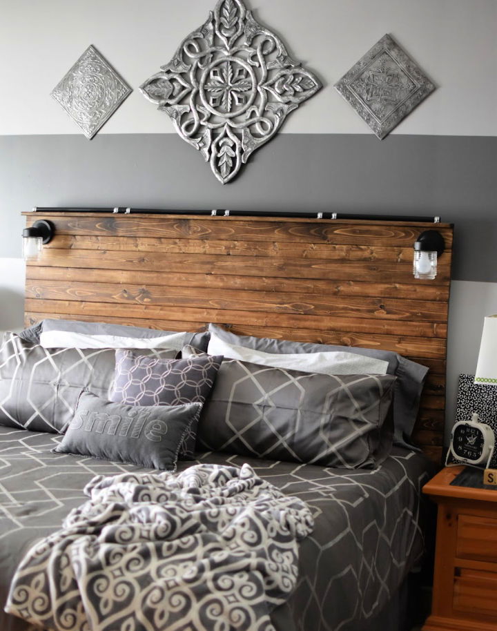 DIY Wooden Plank Headboard