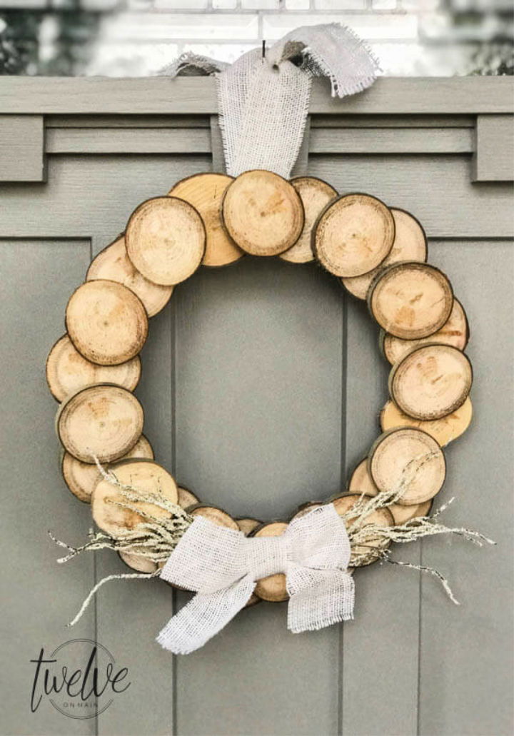 Handmade Wreath With Wood Slices