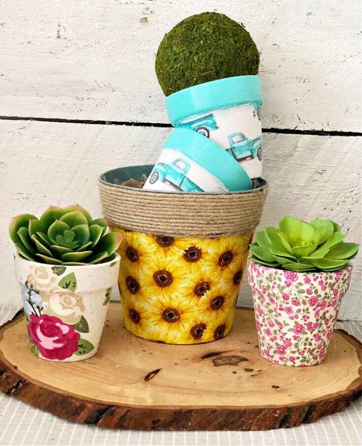 Stunning Fabric Covered Flower Pots Craft