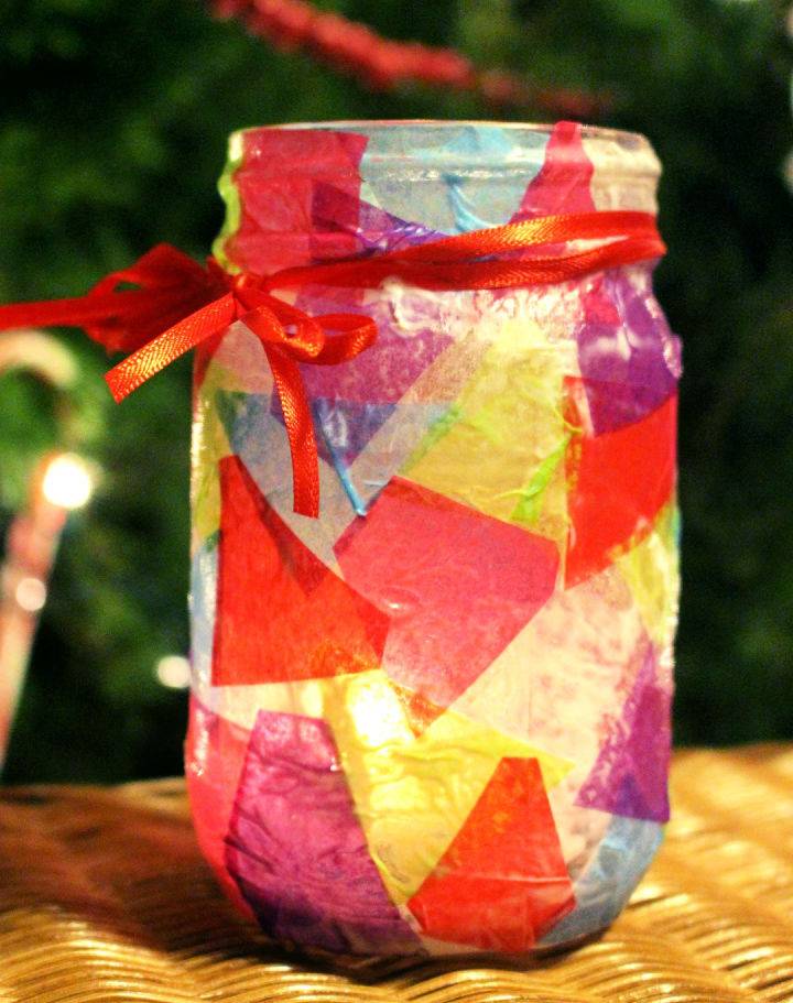 Decoupaged Stained Glass Candle Holder