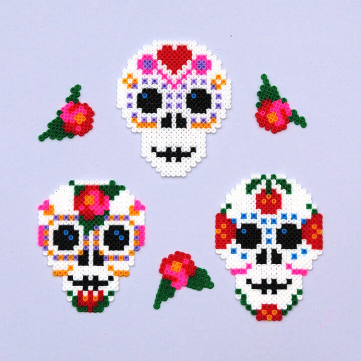 DIY Day of the Dead Perler Bead Skulls