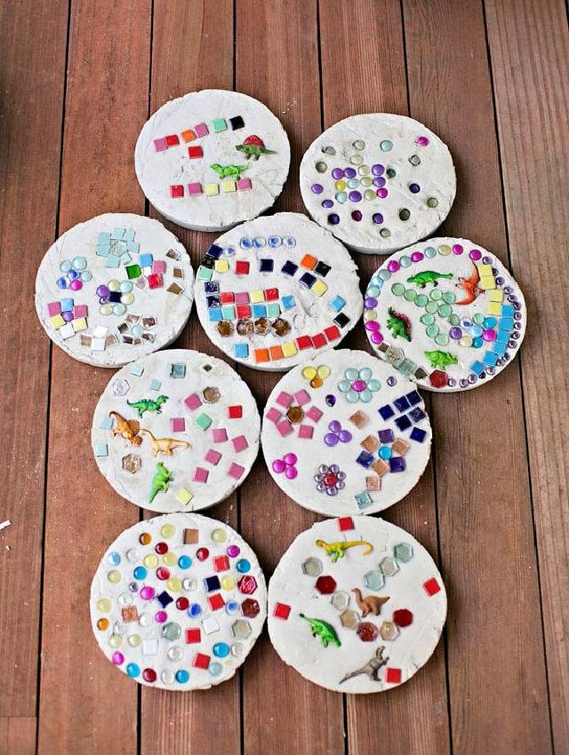 Homemade Colorful Stepping Stones