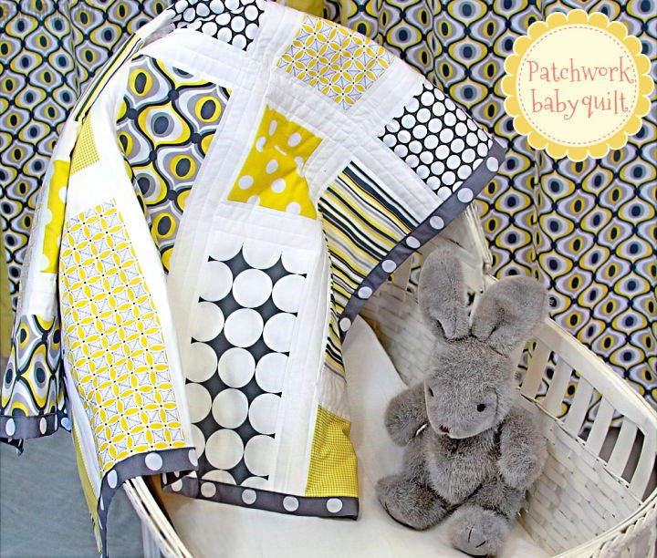 DIY Patchwork Baby Quilt With Monogram