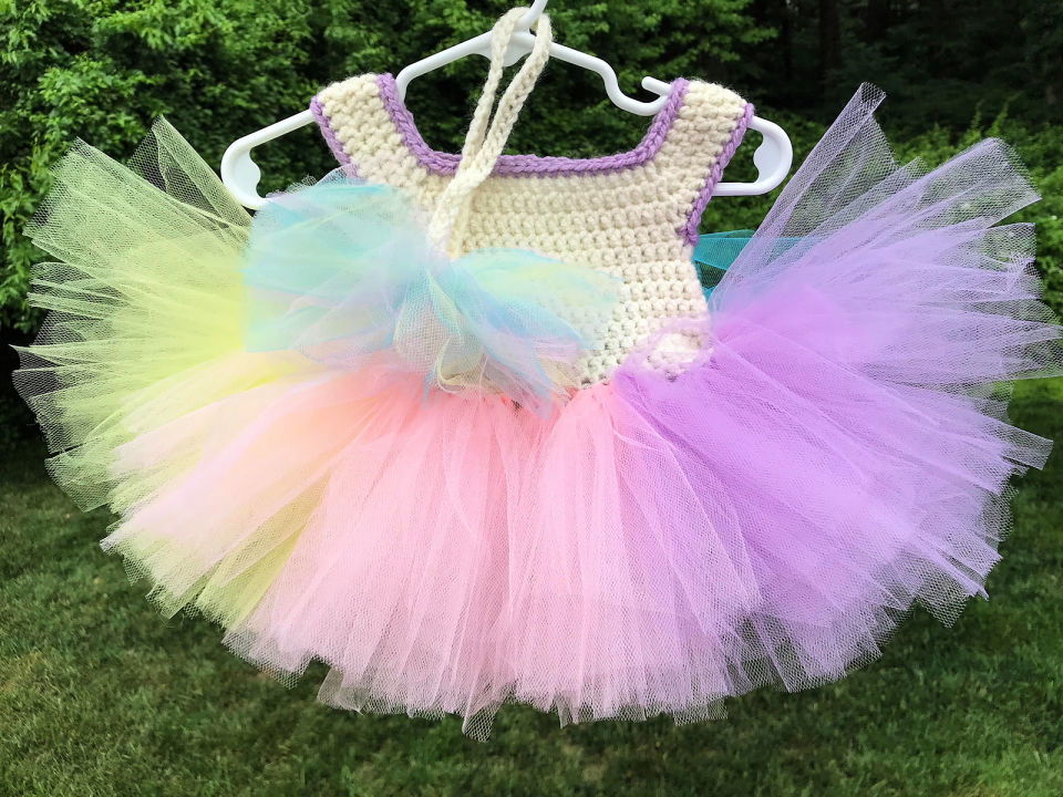 Rainbow Sherbet Crochet Tutu Top