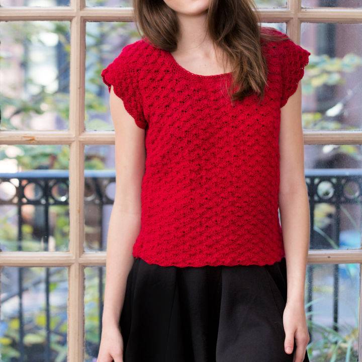 Red Heart Crochet Shell Stitch Top