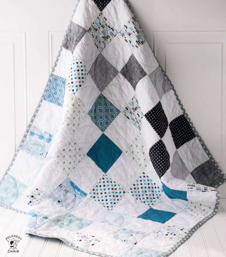 Simple Patchwork Color Blocked Baby Quilt Pattern