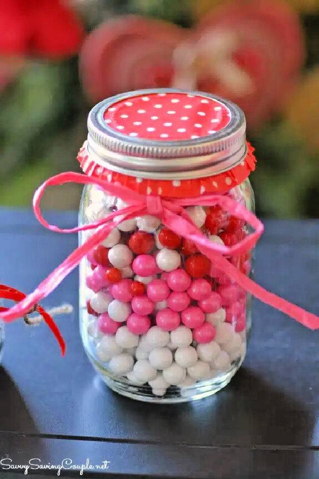 Valentine’s Day Themed Candy Filled Mason Jars