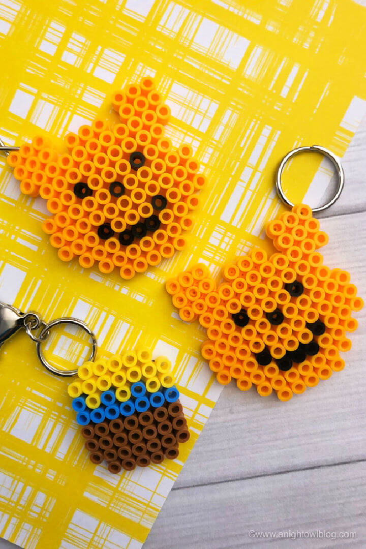 Make Winnie the Pooh Perler Bead Keychains