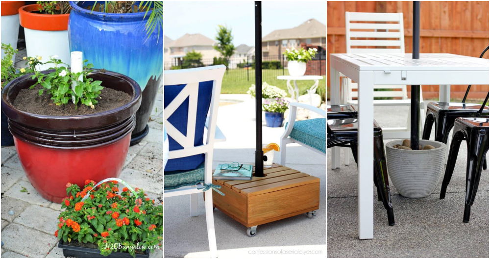 15 DIY Umbrella Stand Ideas and Homemade Umbrella Base Plans