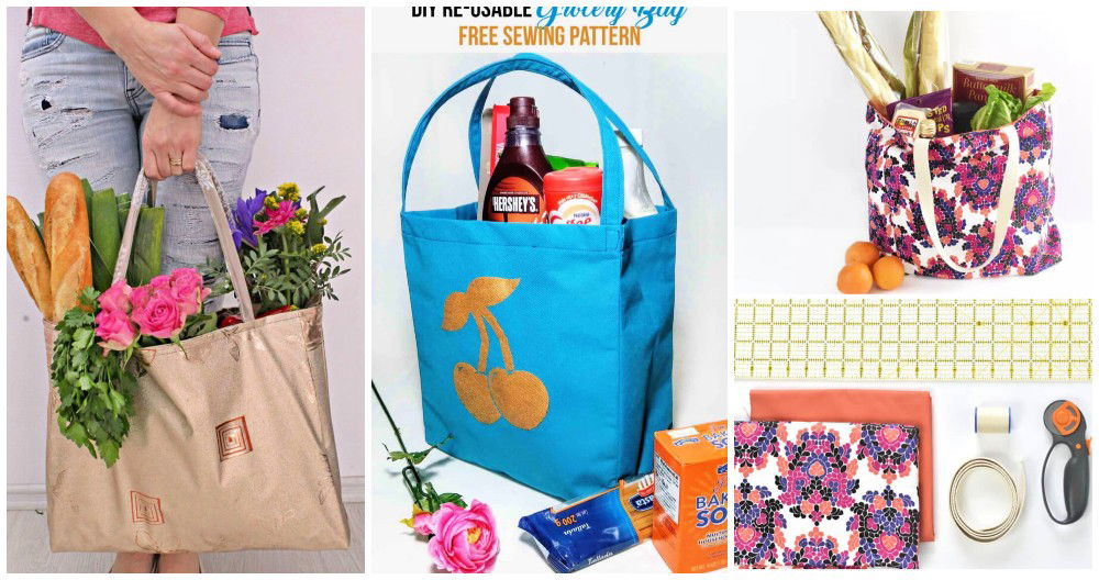 DIY REUSABLE GROCERY BAG  Super Easy Tote Bag Sewing Tutorial  [sewingtimes] 