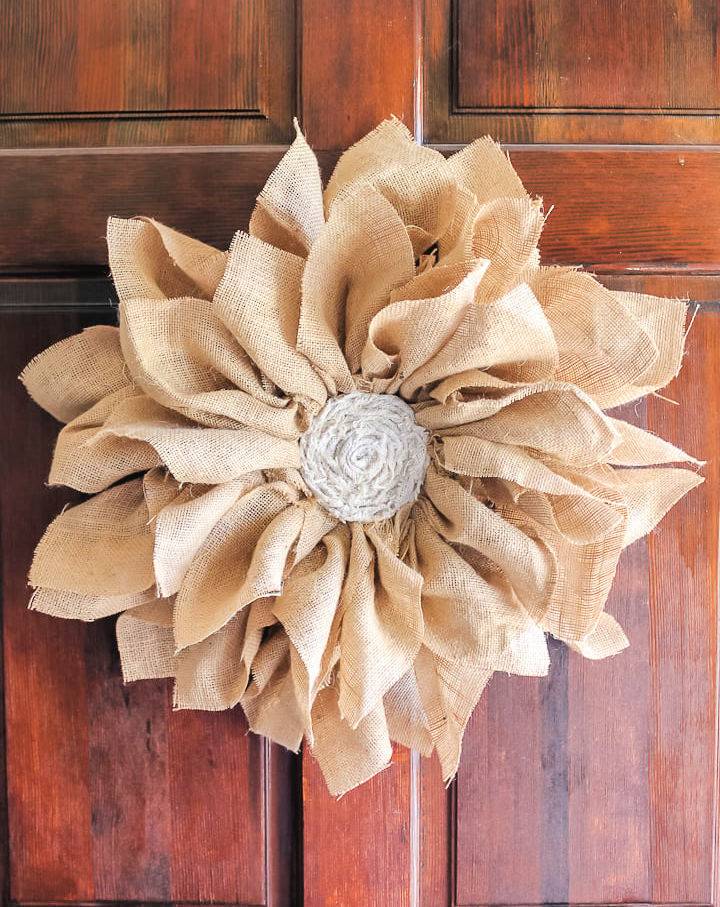 DIY Burlap Flower Wreath Step by Step Instructions
