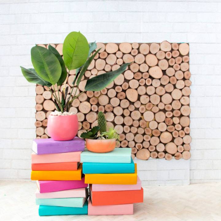 Colorful Stacked Book Plant Stand