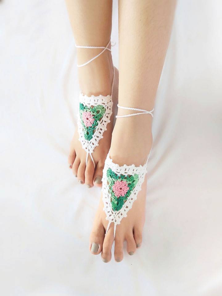 Cool Crochet Bloom Flower Barefoot Sandals Pattern