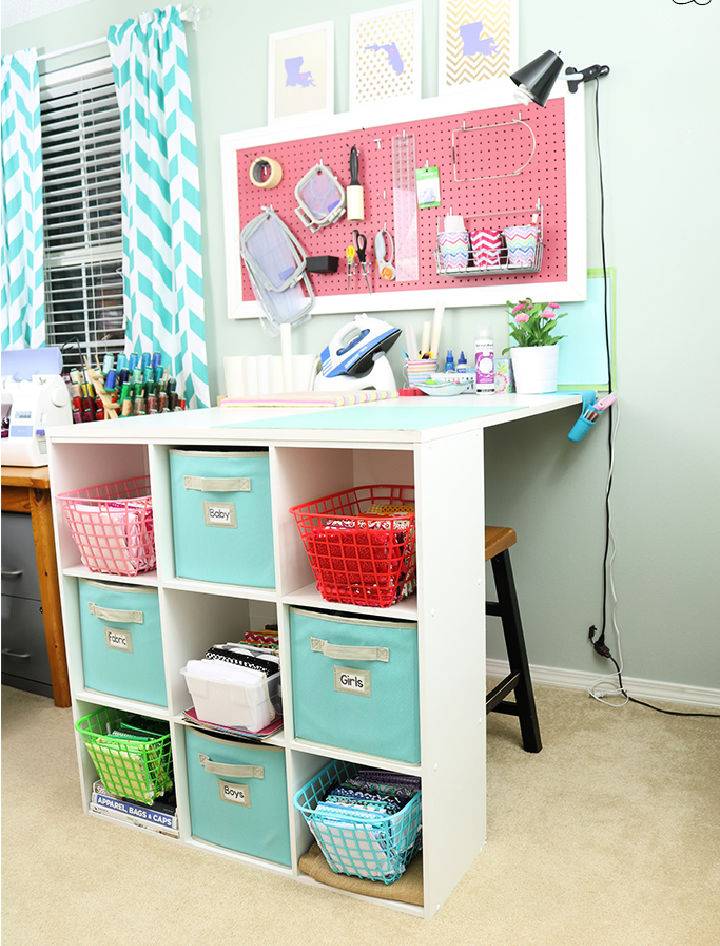 Handmade Craft Table and Pegboard