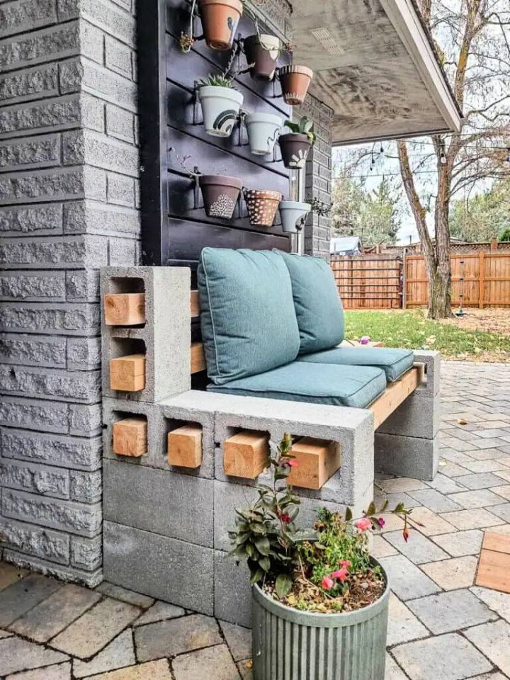 DIY Concrete Block Bench for Outdoor Seating