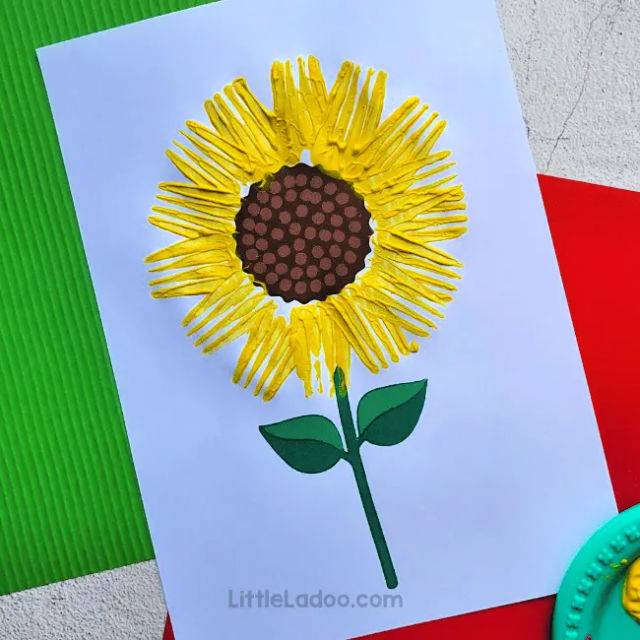 DIY Fork painted Sunflower