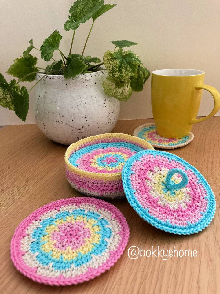 Free Crochet Cotton Candy Coaster Set Pattern