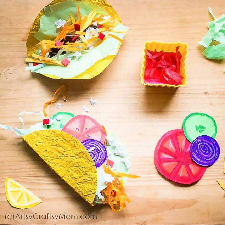 Mexican Taco Paper Craft for Kids Pretend Play Food