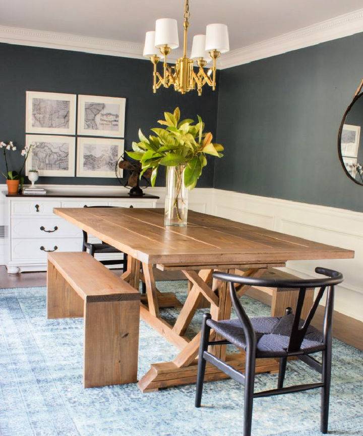 Modern DIY Farmhouse Dining Table and Bench