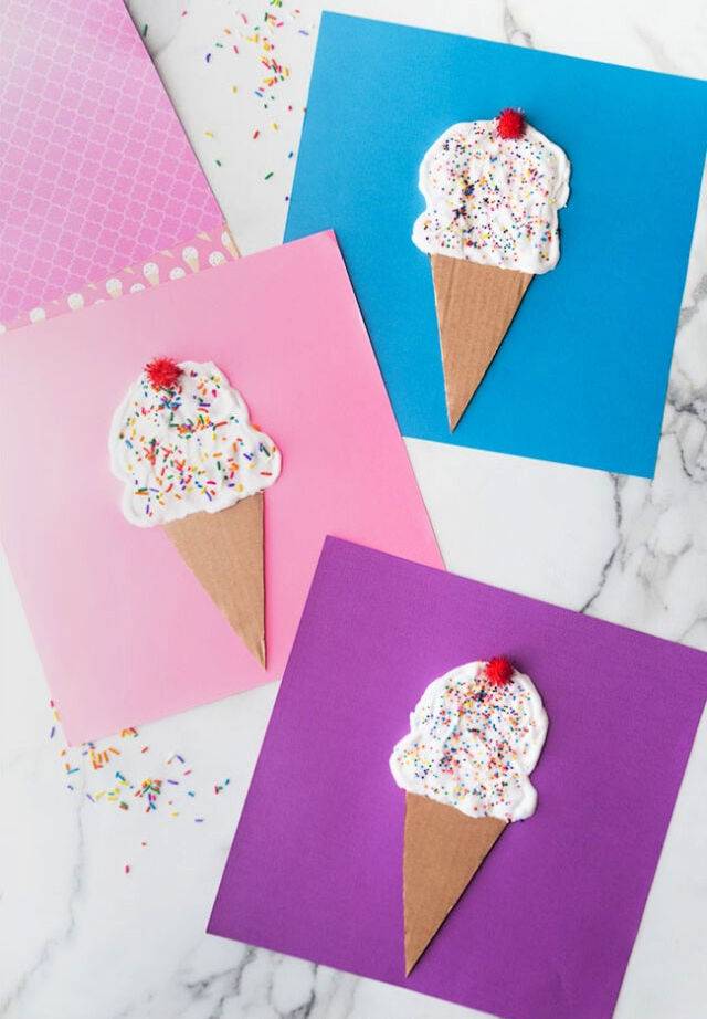 Puffy Paint Ice Cream Craft for Kids