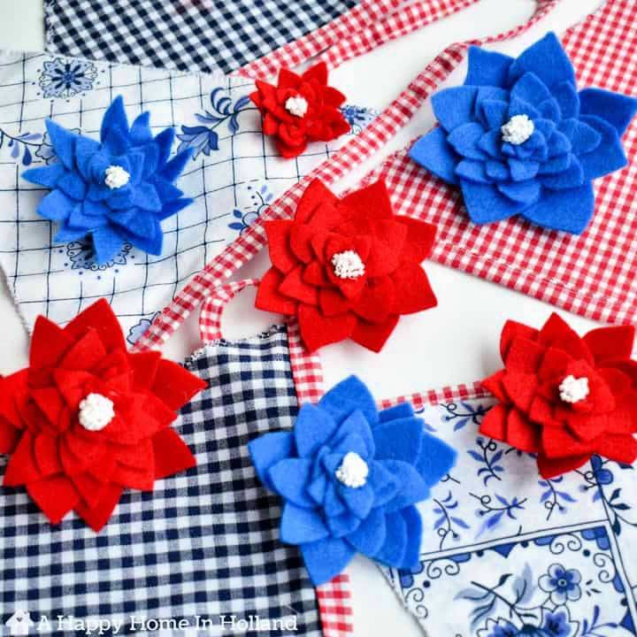 Red White and Blue Felt Flowers Tutorial