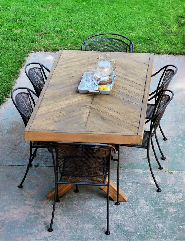 Build an Outdoor Herringbone Dinning Table