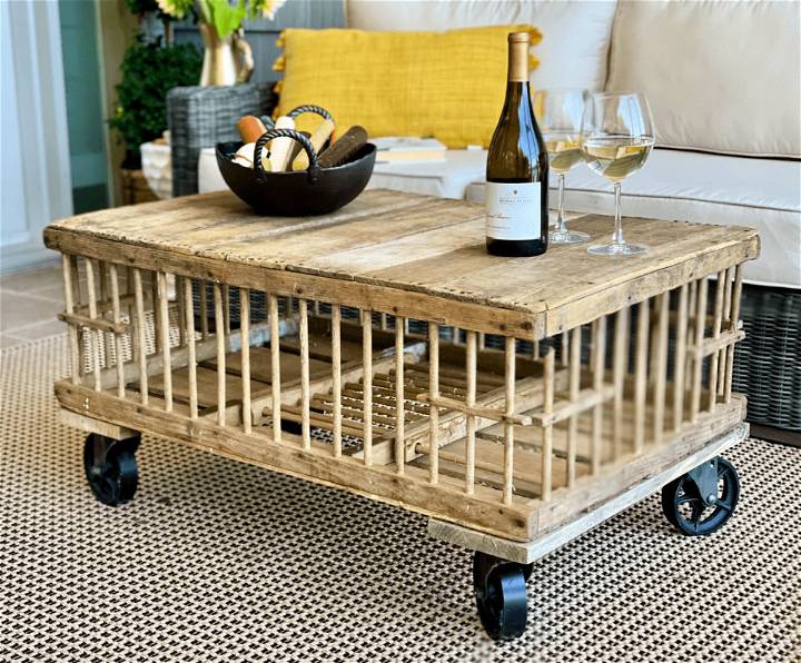 DIY Coffee Table From Vintage Chicken Coop