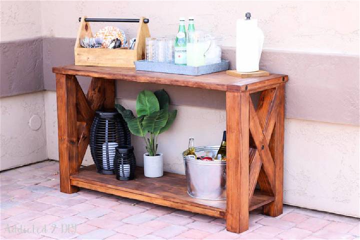 DIY Rustic Wood Outdoor Console Table