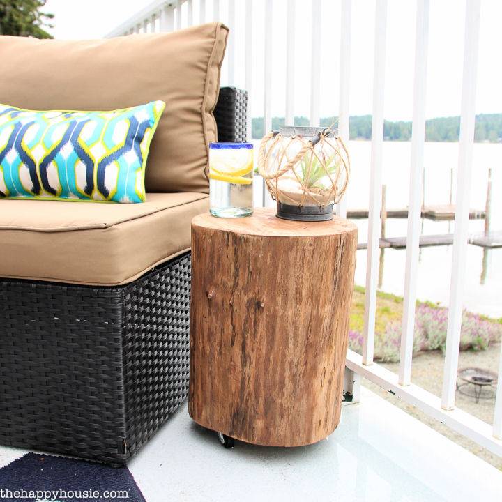 Handmade Outdoor Rolling Stump Side Table