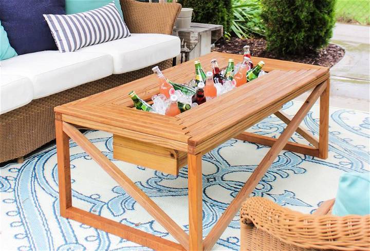 Outdoor Coffee Table With Beverage Cooler
