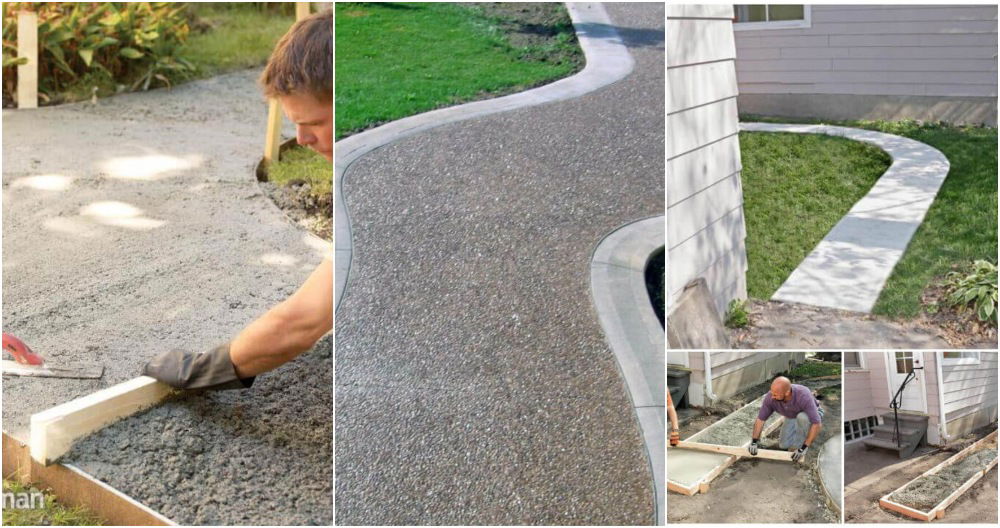 15 DIY Concrete Walkway Ideas (Sidewalk Installation)