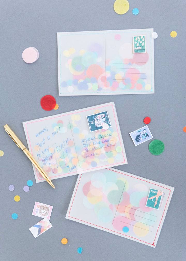 Easy to Make Confetti Postcard Ideas