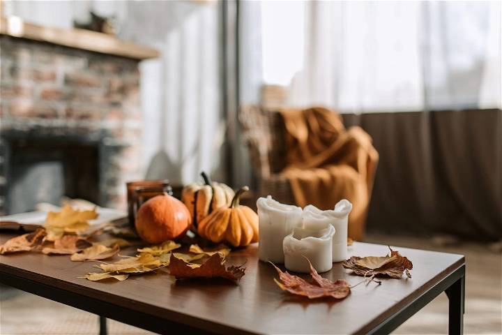 Put a few autumn home decorations inside your home too!