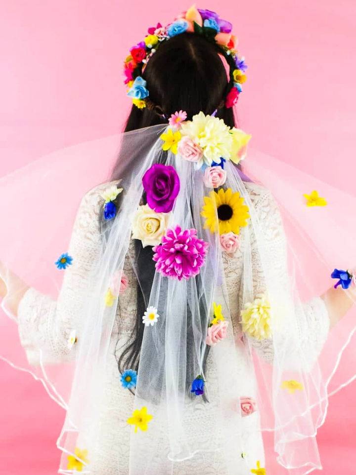 Colourful DIY Floral Wedding Veil