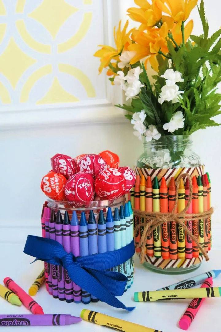 Crayon Covered Jars for Party Favors Gifts
