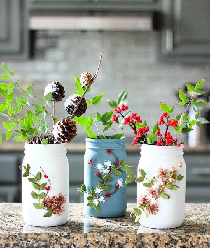 Cute DIY Ball Brand Jar Winter Vases