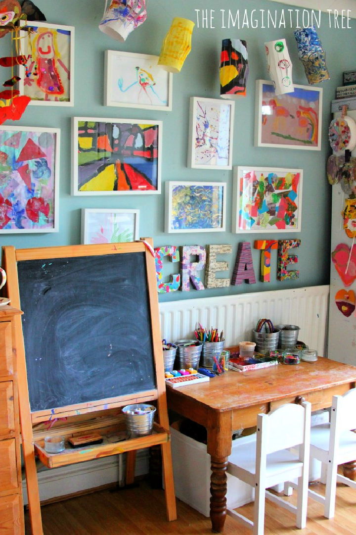 DIY Arts Area and Gallery for Kids