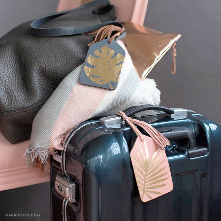 DIY Foiled Tropical Luggage Tag
