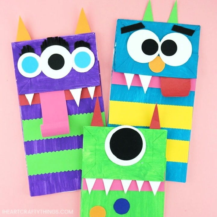 DIY Paper Bag Monster Puppets