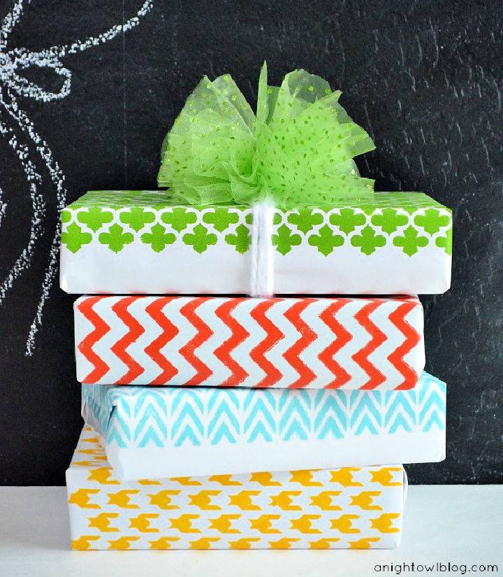 DIY Stenciled Wrapping Paper