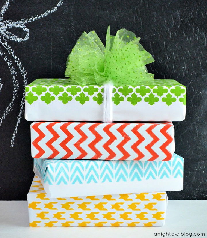 Cute DIY Stenciled Wrapping Paper