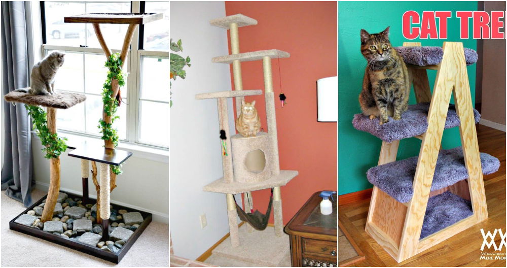 Diy cat outlet tree with hammock