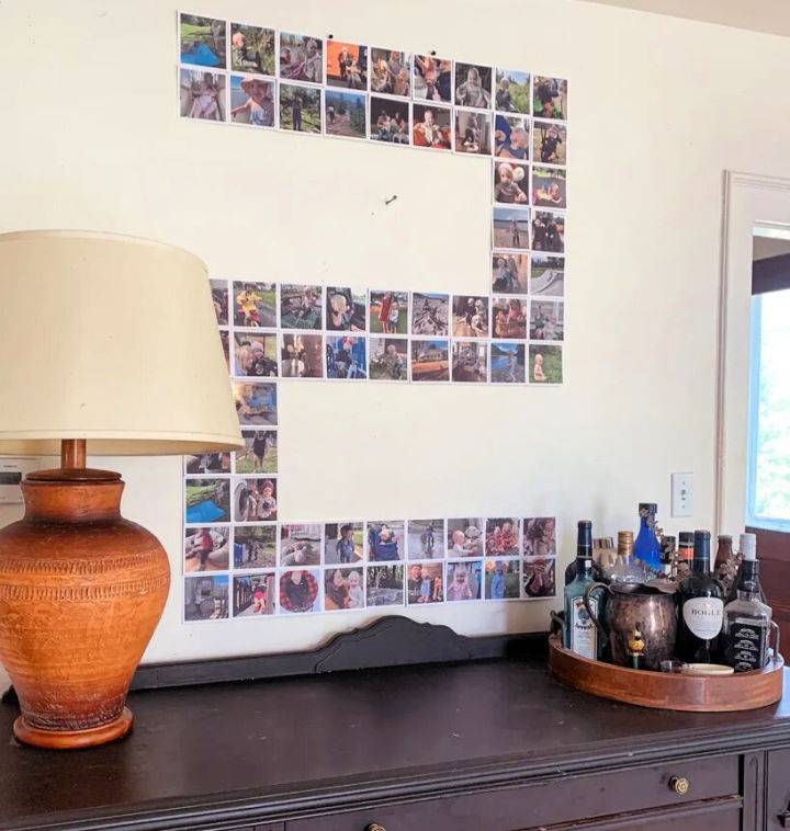 Giant Number Photo Collage With Square Prints