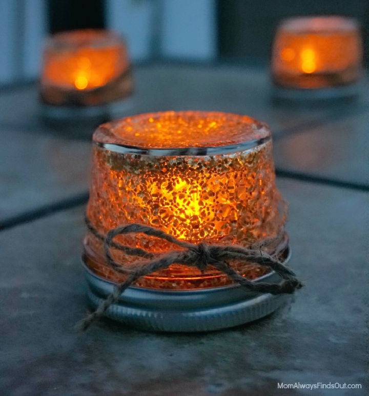 Glitter Mason Jars With Led Tealight Candles Craft