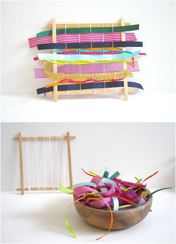 Homemade Popsicle Stick Weaving Looms for Kids
