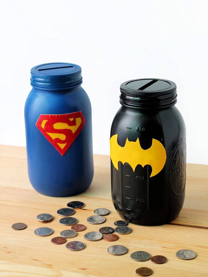 How to Make Mason Jar Superhero Banks