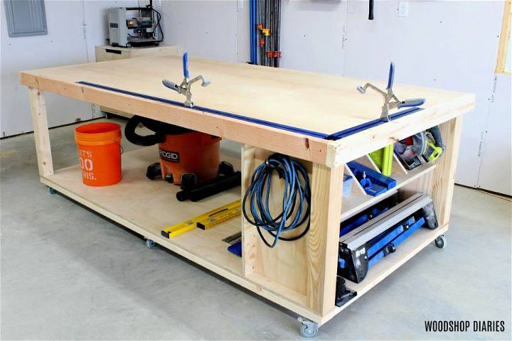 Mobile Workbench With Storage Shelf