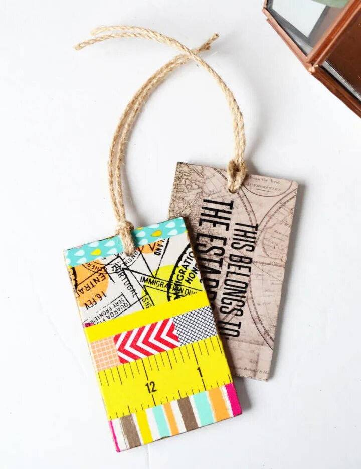 Mod Podge and Scrapbook Paper Luggage Tag